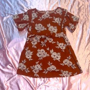 Copper dress with white flowers
